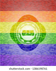 couch icon inside lgbt colors emblem 