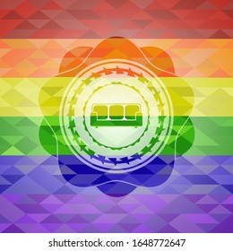 couch icon inside lgbt colors emblem 