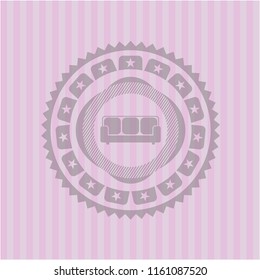 couch icon inside pink icon or emblem
