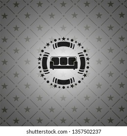 couch icon inside realistic black emblem