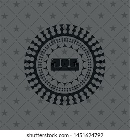 couch icon inside realistic dark emblem