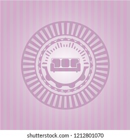 couch icon inside realistic pink emblem