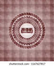 couch icon inside red seamless geometric badge.