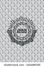 couch icon inside silver color emblem or badge. Scales pattern. Vector Illustration. Detailed.