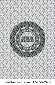couch icon inside silver emblem or badge. Scales pattern. Vector Illustration. Detailed.