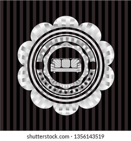 couch icon inside silver shiny badge