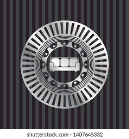 couch icon inside silver shiny badge