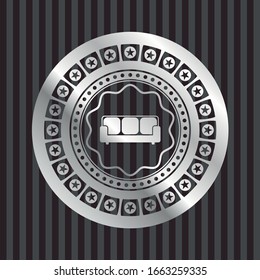 couch icon inside silver shiny emblem