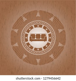 couch icon inside wood emblem. Retro