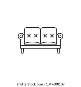 Icono del sofá aislado en fondo blanco. Símbolo de software moderno, simple, vector, icono para el diseño de sitios web, aplicación móvil, ui. Ilustración vectorial