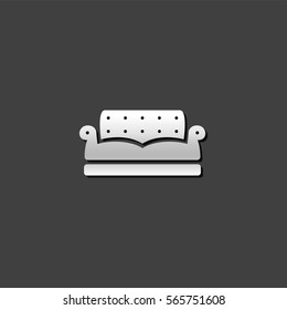 Couch icon in metallic grey color style. Interior chair cozy living room