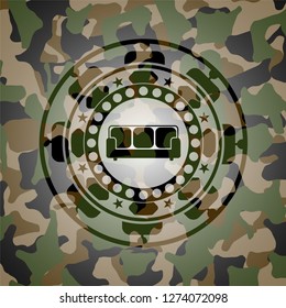 couch icon on camo pattern