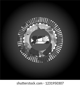 couch icon on grey camouflaged pattern