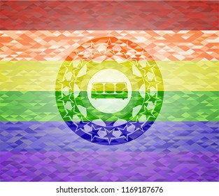 couch icon on mosaic background with the colors of the LGBT flag