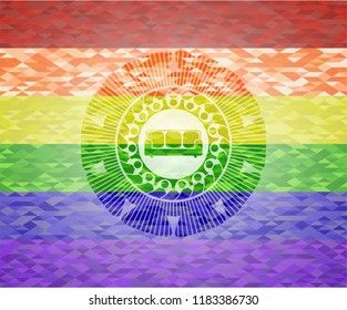 couch icon on mosaic background with the colors of the LGBT flag