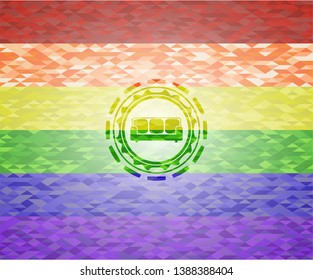 couch icon on mosaic background with the colors of the LGBT flag