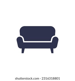 Couchsymbol auf Weiß, Sofa-Piktogramm