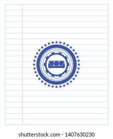 couch icon pen effect. Blue ink. Vector Illustration. Detailed.