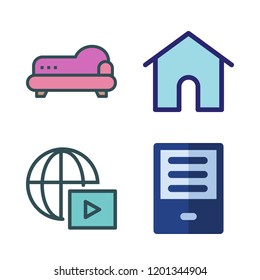 couch icon set. vector set about ereader, streaming, sofa and home icons set.