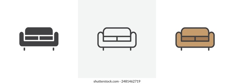 Couch icon symbol collection on white background.