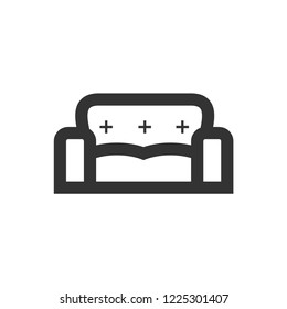 Couch icon in thick outline style. Black and white monochrome vector illustration.