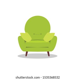 Couch icon vector illustration in flat design interior for living room
