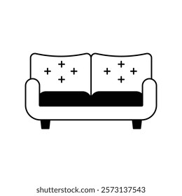 couch icon with white background vector stock illustration
