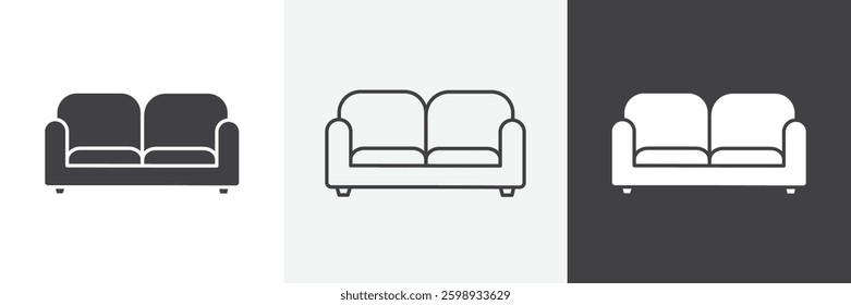 Couch icons in Thin line black color. flat simple vector symbols illustration.