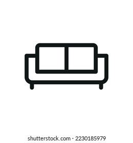 Icono de sofá aislado, icono del vector de contorno del sofá con trazo editable