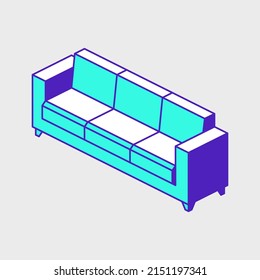 Couch isometric vector icon illustration