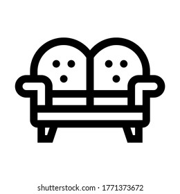 Couch. Line Icon With Different Color Background.