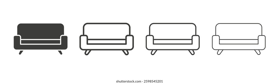 Couch line icon vector illustration set.