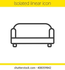 Couch linear icon. Modern comfortable sofa. Upholstery furniture. Thin line illustration. Contour symbol. Vector isolated outline drawing