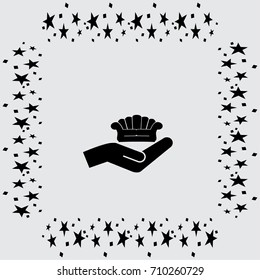 couch on the hand vector icon