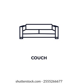 couch  outline icon. Linear vector from furniture concept. Thin line couch  icon isolated on white background