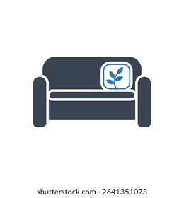 Couch with a plant cushion on it