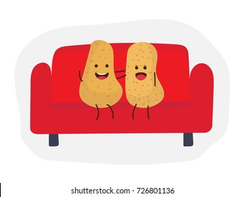 Couch Potato Couple Relaxing. Lazy concept. Relationship goals.