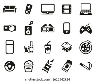 Couch Potato Icons Black & White Set Big