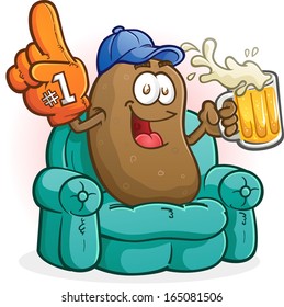 Couch Potato Sports Fan Cartoon Character