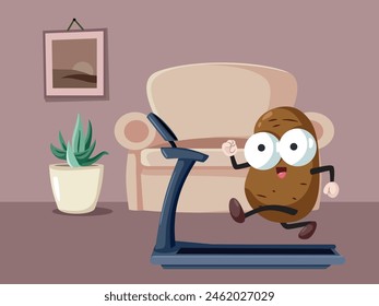 
Couch Potato Working out in Active Lifestyle Concept Illustration. Cheerful sedentary character getting up to a sportive lifestyle 
