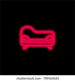 Couch red glowing neon ui ux icon. Glowing sign logo vector