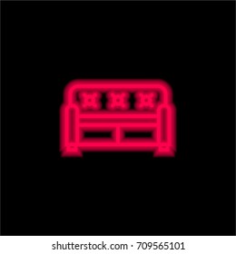 Couch red glowing neon ui ux icon. Glowing sign logo vector