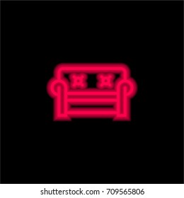 Couch red glowing neon ui ux icon. Glowing sign logo vector
