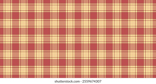 Couch seamless tartan background, production pattern vector plaid. Relief check textile fabric texture in red and yellow colors palette.