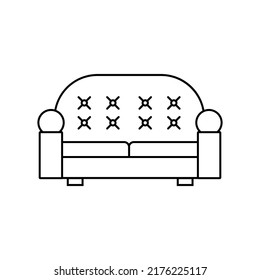 Couch simple line icon. Retro sofa. Vector symbol divan