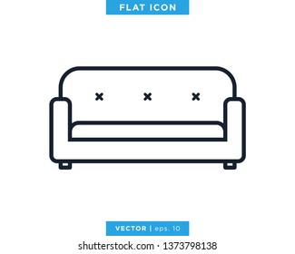 Couch, Sofa Icon Vector Design Template. Living Room Furniture Icon