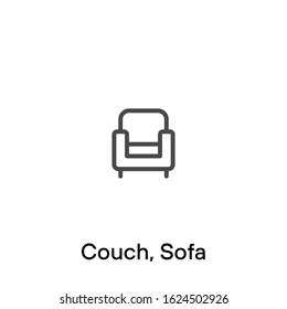 Couch, Sofa Line Icon - Vector