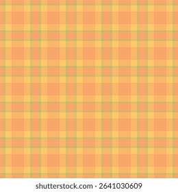 Couch textile check background, latin vector plaid tartan. Rich seamless texture fabric pattern in orange and amber colors palette.