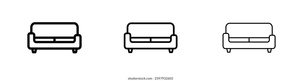 Couch thin line vector icon set.
