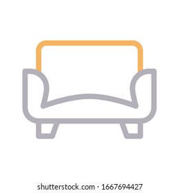 icono de línea de color vectorial del sofá 